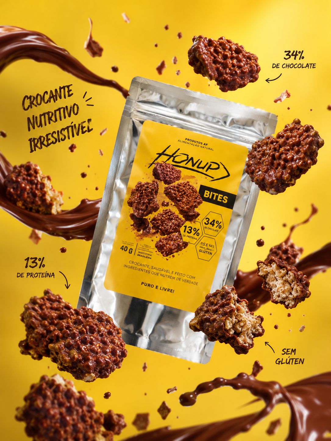 Honup Bites com chocolate, crocante e nutritivo
